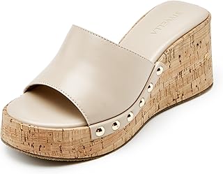 Women's Platform Wedge Sandals, Slip On Open Toe Slides