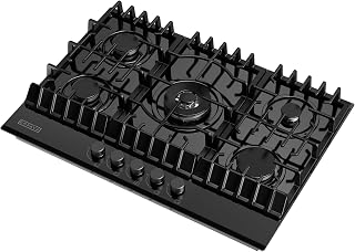 Empava 30 in. Gas Stove Cooktop 5 Italy Sabaf Sealed Burners | NG/LPG Convertible in Black Tempered Glass