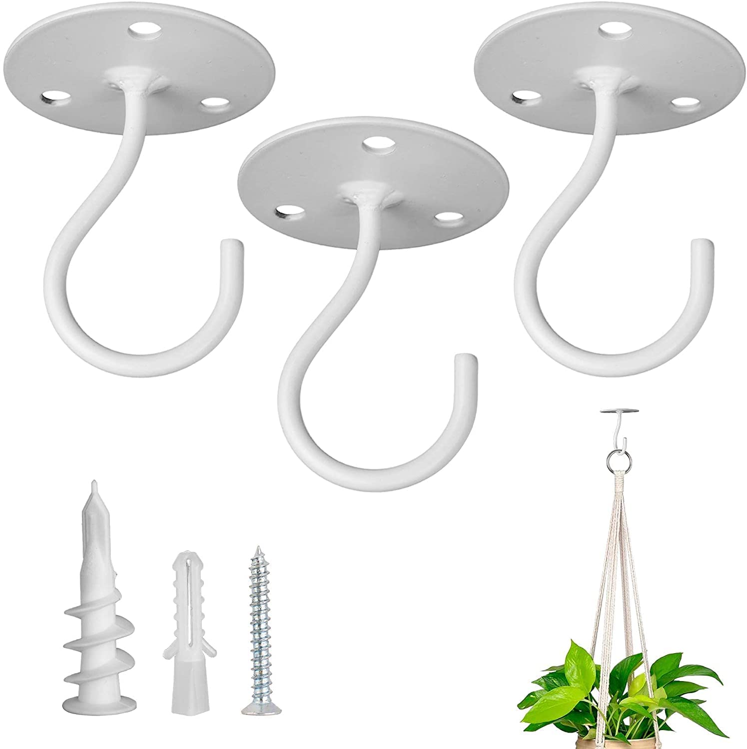 Ceiling Hooks for Hanging Plants 3 Pack, Plant Hanger Indoor Hanging Hooks | Met