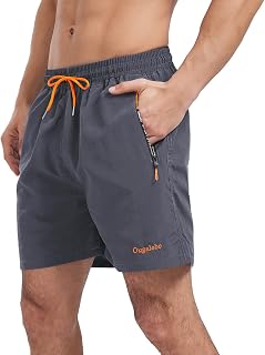 Ougelebo Swimming Trunks, Men's Quick-Drying Beach Shorts with Mesh Lining