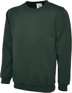 Mad Ink Men's Classic Red Solid Crewneck Sweatshirt Jumper Top - Large
