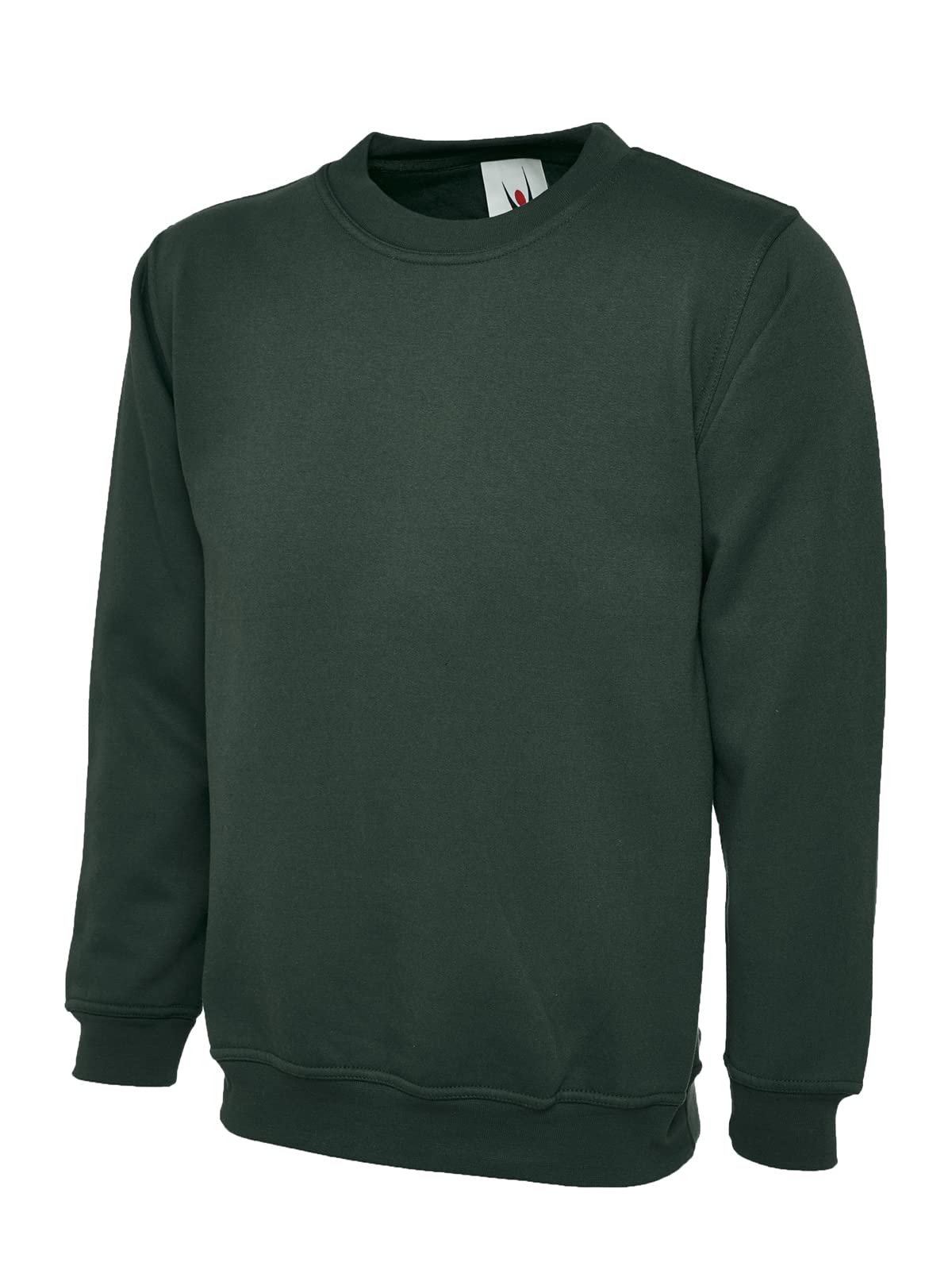 Mad Ink Men's Classic Red Solid Crewneck Sweatshirt Jumper Top - Large