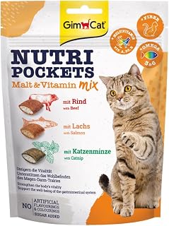 GimCat Nutri Pockets Vitamin Malt Blend - Crunchy Cat Snack with Creamy Filling and Functional Ingredients - 1 Bag (1 x 150g)