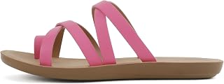 Soda ISABEL ~Women Fashion Comfortable Slip On Flat Cross bands Toe Ring Fashion Sandals