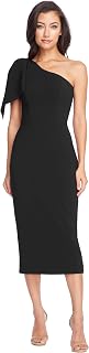Dress the Population Womens Tiffany One Shoulder Bow Detail Midi Sheath DressDress