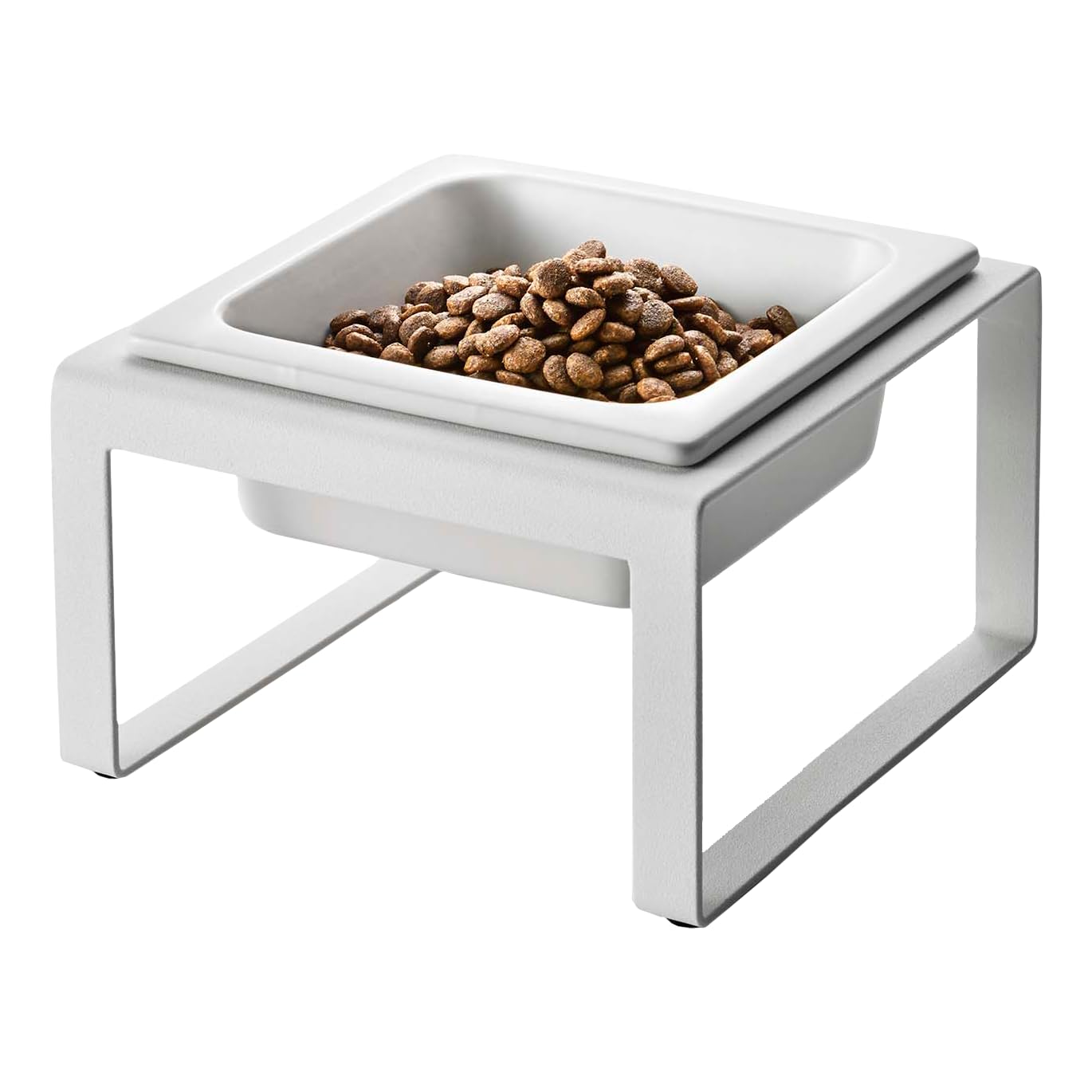 Yamazaki Home Tower Raised Ceramic Pet Food Or Water Bowl with Metal Stand for C