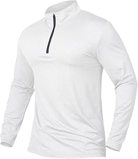CARWORNIC Men's Active Sports Shirts 1/4 Zip Long Sleeve Running T-Shirts Quick-Dry Pullover Tops Outdoor Polo Shirts