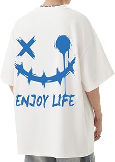 Bluefeel Men's Summer T-shirt, Large Size, Popular, Cool to Touch, Loose, Sweat Absorbent, Quick Drying, Oversize, Short Sleeve, Solid, Korean Style, Fashionable, Casual, Cut and Sewn, Drop Shoulder