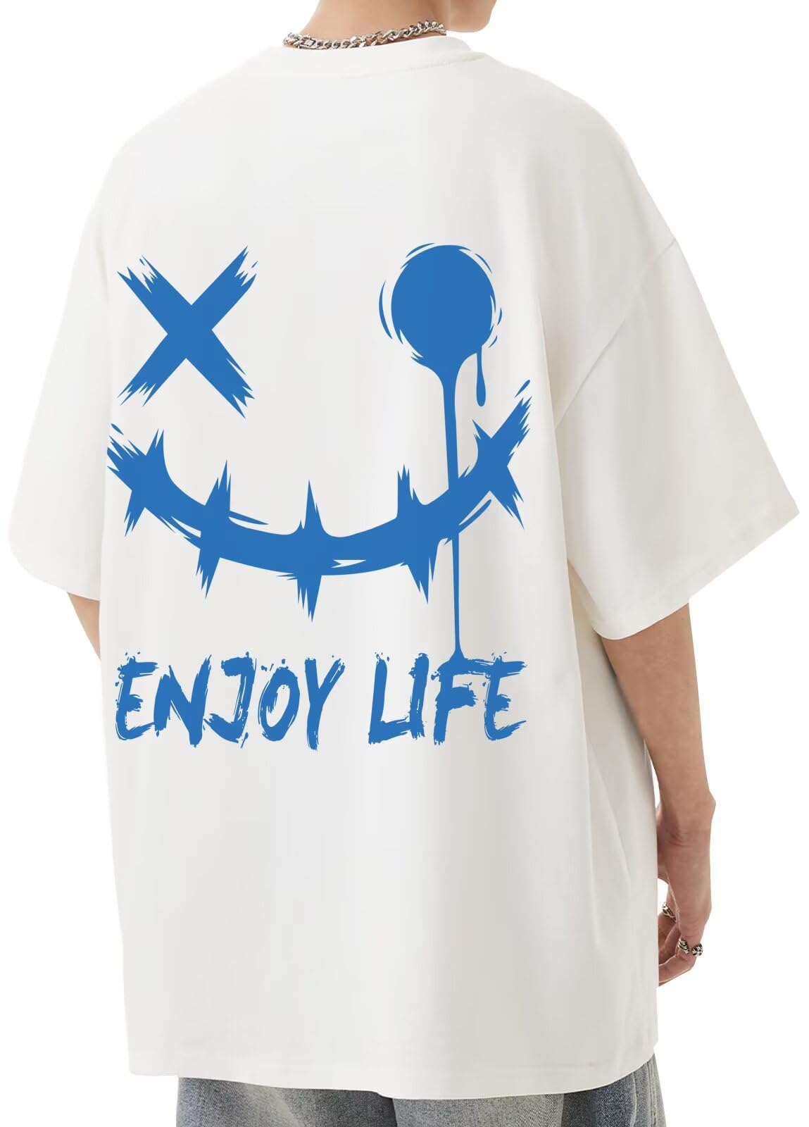 Bluefeel Men's Summer T-shirt, Large Size, Popular, Cool to Touch, Loose, Sweat 