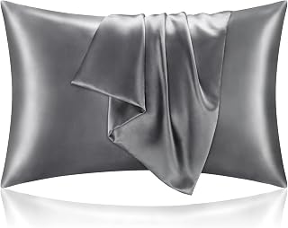BEDELITE Satin Pillowcases, Queen Size 20x30 Inch, Dark Grey, Set of 2 | Similar to Silk Pillow Cases, Soft and Cooling, Reduces Friction, Gentle on Hair and Skin, Envelope Closure, Women Men Gift