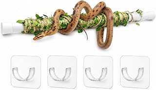 QhgPnt Reptile Accessories, Snake Tank Accessories for Vivarium, Extendable Climbing Sticks for Snake Enclosure, Five Piece Set with Four Mounting Brackets