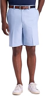 Haggar Men's Cool 18 Pro Stretch Solid Oxford Flat Front Short Casual Shorts