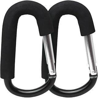 iGadgitz Home U7096 Large Buggy Clips Pram Hooks Stroller Carabiner -Black -2pcs