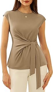 GRACE KARIN 2026 Women's Cap Sleeve Wrap Tie Waist Dressy Work Tops