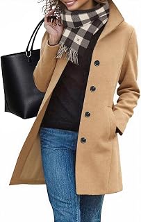 Mantel Damen Wintermantel Lang Winterjacke Klassischem Wintercoat Revers