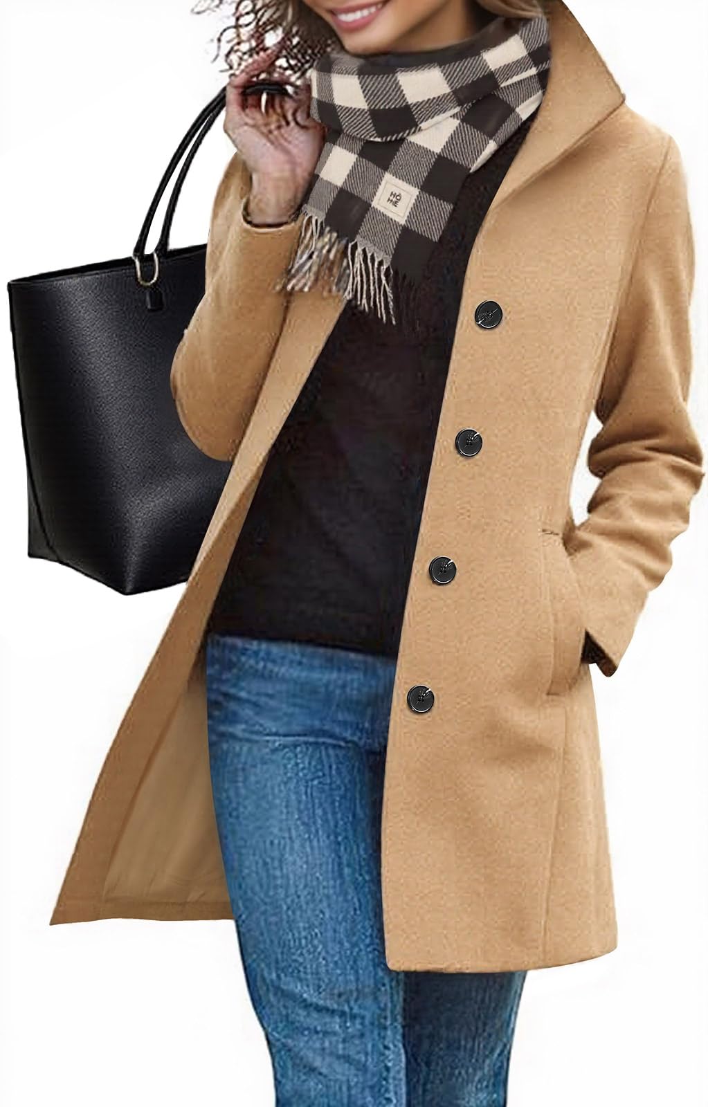 Mantel Damen Wintermantel Lang Winterjacke Klassischem Wintercoat Revers