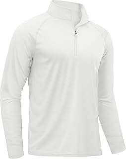 TACVASEN Rash Guard Mens Swim Shirt Long Sleeve UV Fishing Sun Protection UPF 50 Running Athletic 1/4 Zip Shirt for Men
