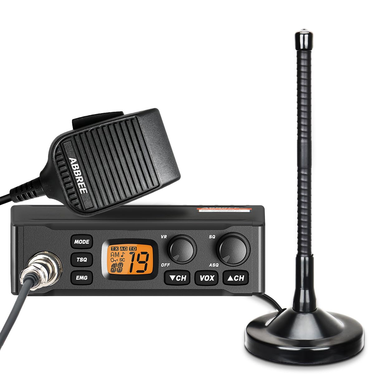ABBREE CB Radio with Magnetic Mount Antenna for Truckers Long Range AM FM Profes