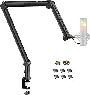 Aokeo AK-49 Adjustable Compact Microphone Suspension Boom Scissor Arm Stand for Blue Yeti, Snowball iCE, HyperX QuadCast, SoloCast, Elgato Wave etc