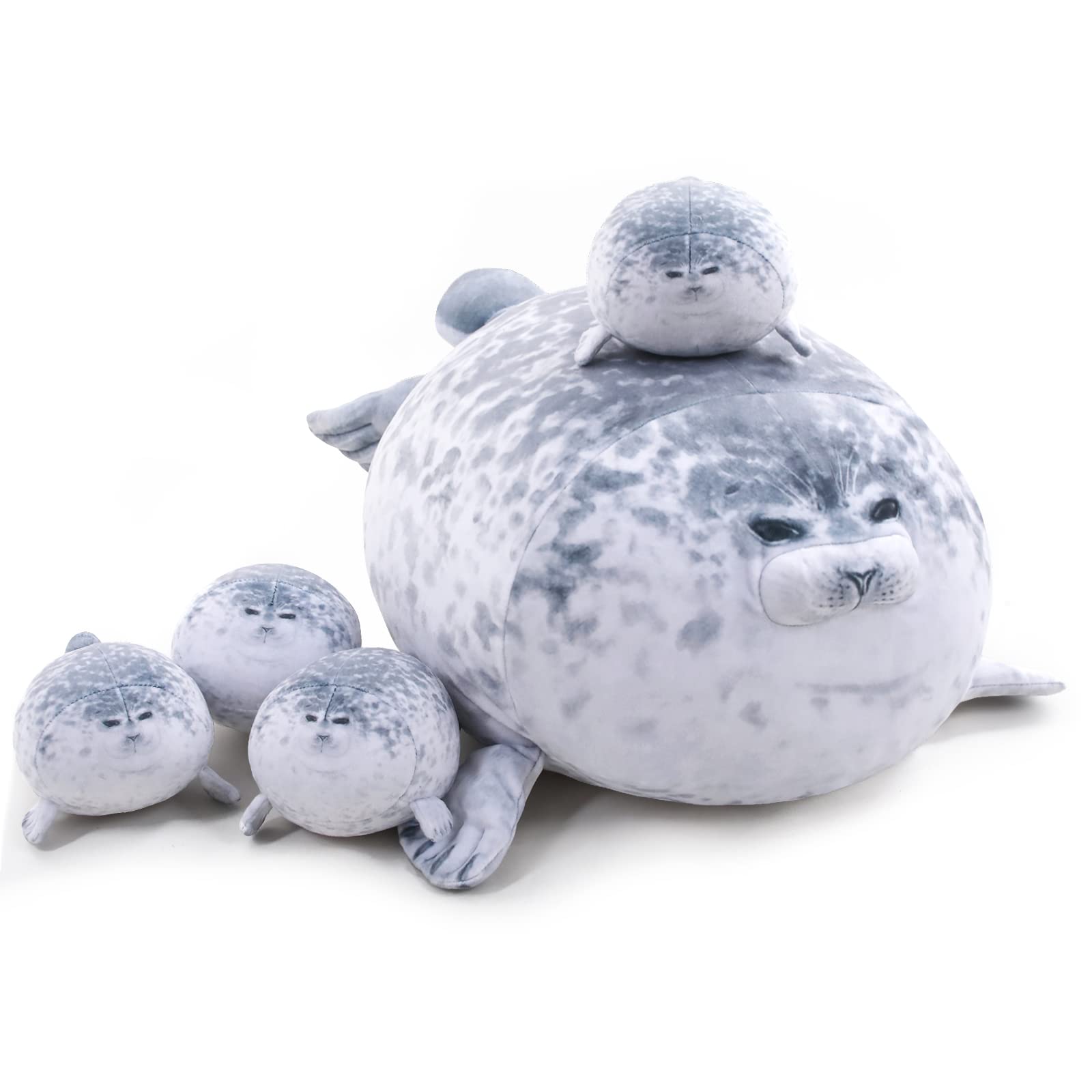TOYSYM Seal Plush with 4 Babies, Large Seal Stuffed Animal Pillow for Kids | 20 