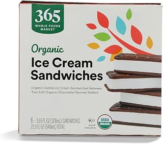 365 by Whole Foods Market, Organic Ice Cream Sandwiches 6 Count, 21.9 Fl Oz
