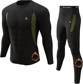 Men's Thermal Underwear Base Layers Long Johns For Sport Ski Hunting Gear | Fleece Lined Top And Bottom, Strechable, Moisture-Wicking, Soft & Breathable Fabric, Ideal For Cold Weather Daily Underlayer