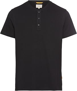 camel active Men's Short-Sleeved Henley T-Shirt with Button Placket