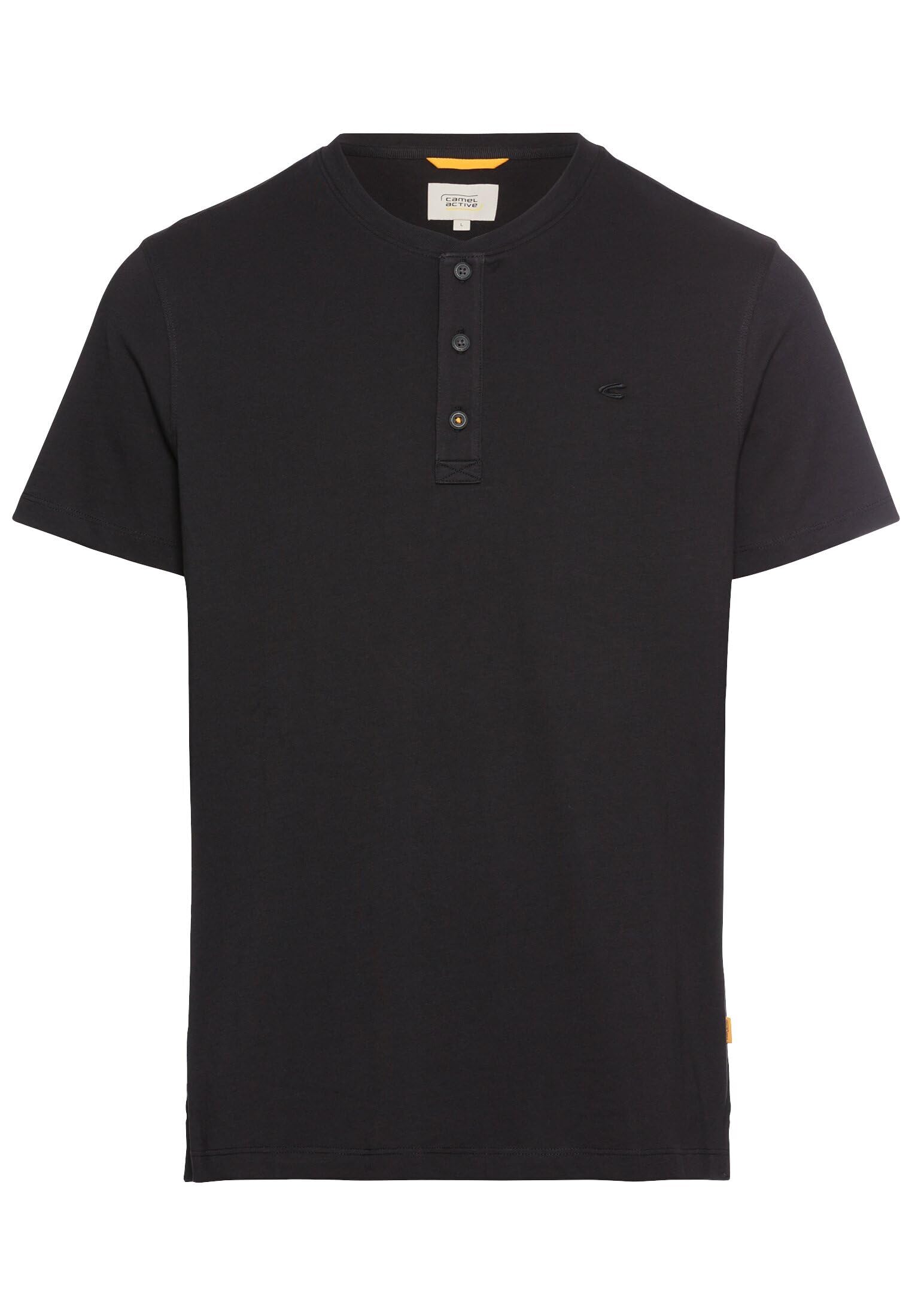 camel active Men's Short-Sleeved Henley T-Shirt with Button Placket