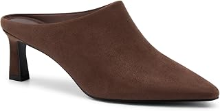 Coutgo Scarpe da lavoro da donna con tacco a gattino, punta chiusa, senza lacci, in pelle scamosciata