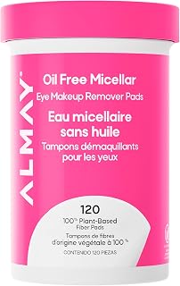 Almay Oil-Free Micellar Eye Makeup Remover Pads, 120 Count | Micellar eye makeup remover pads gently wipe away all traces of eye makeup without leaving behind any greasy residue.