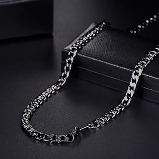 Solid Gold Cuban Link Curb Chain Necklace for Women Men, Stainless Steel, No Gemstone