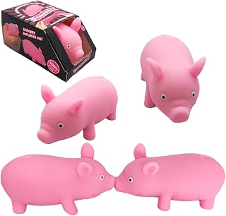 ZHEBAG 4 Pack Cute Pink Pig Stress Toy, Adorable Soft Pig Sensory Squeeze Toy, Stress Relief Fidget Toy, Squishy Pig Toy, Tactile Stress Toy