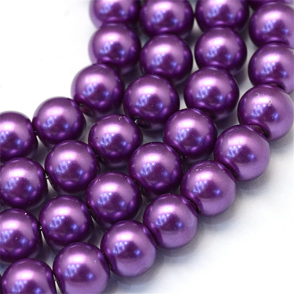 1 Strand Painted Pearl Glass Beads Round Glass Beads for Jewelry Necklace DIY Cr