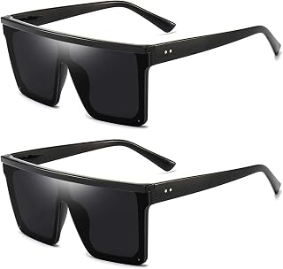 Dollger Square Oversized Sunglasses for Women Men Fashion Flat Top Big Black Frame Shades