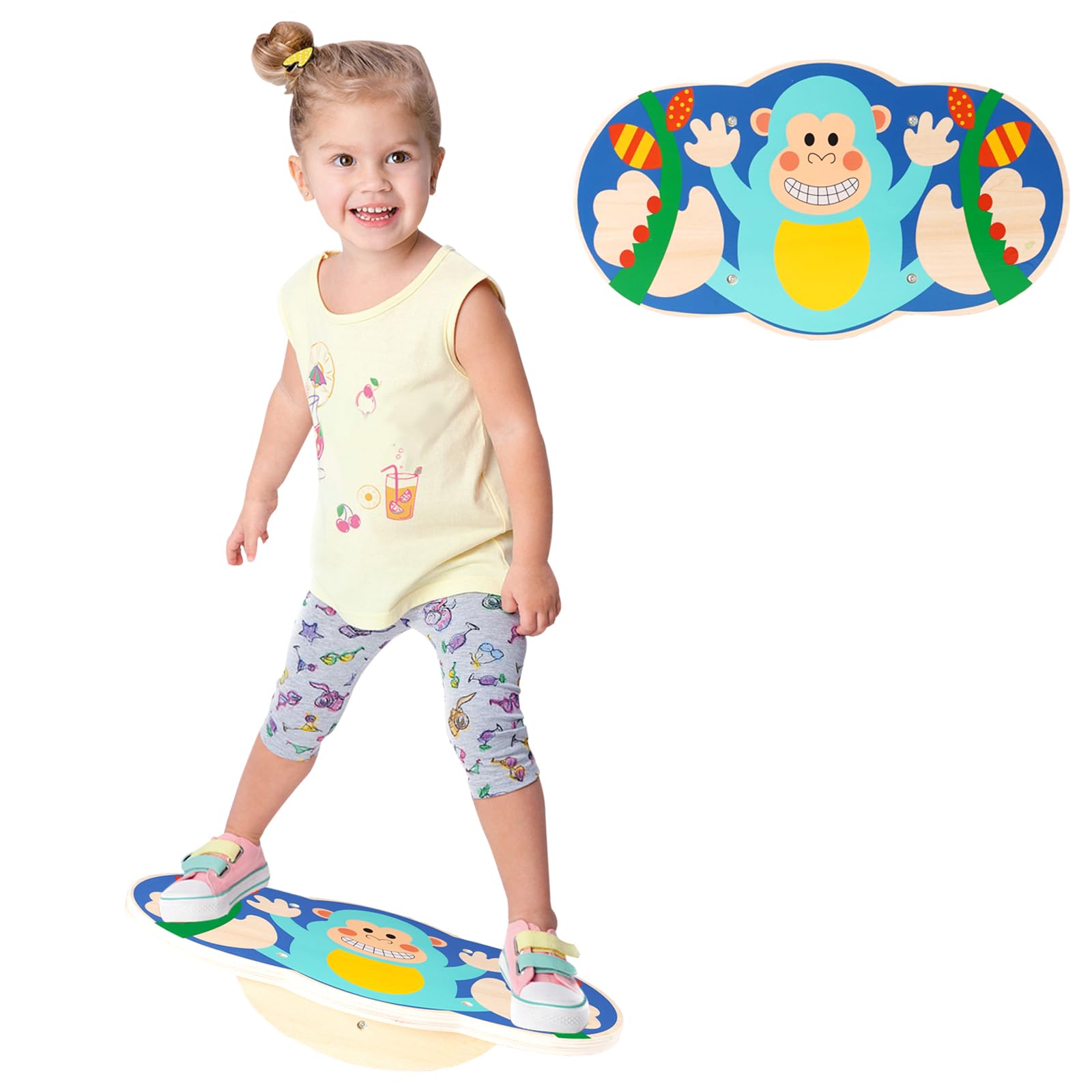 Balance Board for Kids, Wooden Wobble Rocker Board for Children, Capable of Bear