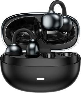 Open-Ear Earbuds, Clip-On Bluetooth 6.0 Headphones, Open-Ring Design Over-The-Ear Earphones, IP67 Waterproof, 48H Playtime, True Wireless Earbuds for Running, Sports, Phone Calls, and Music