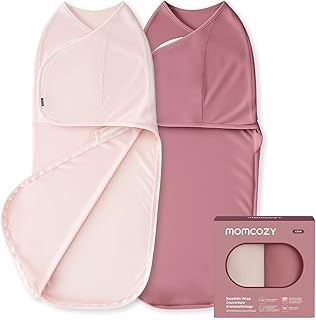 momcozy Baby Swaddle 0-3M/3.5-6.5kg, Size 68x28cm, 2-Pack, Bloom | 0.5 TOG for 23-26℃, OEKO-TEX Certified, Quiet Fastener Wrap, Easy For New Parents, Reduces Startle Reflex, Soft Fabric
