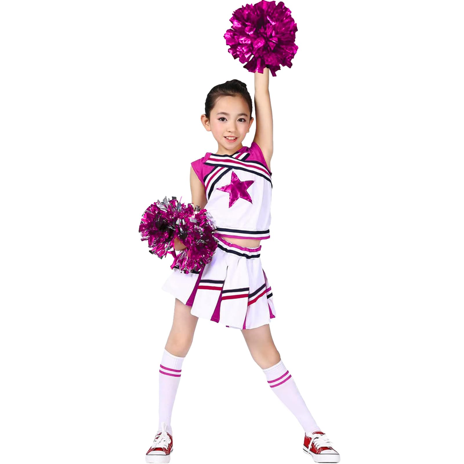 LOLANTA Girls' Cheerleading Costumes with Pompoms and Socks, Kids Halloween Fanc