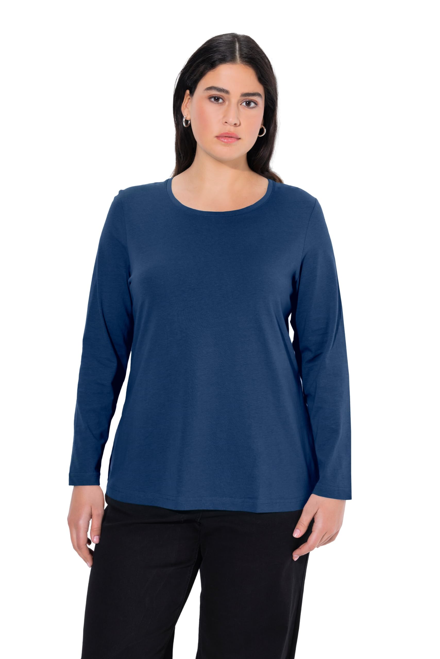Ulla Popken Women's Shirt, Slim, Rundhalsausschnitt, Langarm Tunic Shirt