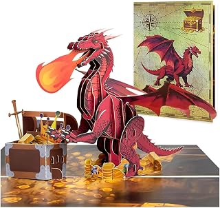 7.9 * 5.9 Inch 3D Dragon Spits Fire Handmade Greeting Card Birthday Funny Unique Dragon Magical