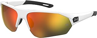 Under Armour Men's Playmaker Wrap Sunglasses, Matte White/Black, 72mm, 10mm, White