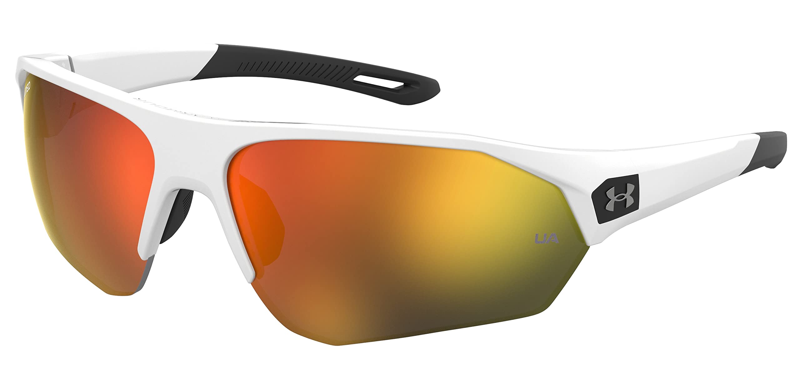 Under Armour Men's Playmaker Wrap Sunglasses, Matte White/Black, 72mm, 10mm, Whi