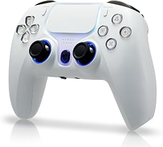 NBCP Wireless Controller for PS4/PS3/PC,Dual Hall Effect Triggers | Six-Axis Gyroscope,Dual Vibration,1200mAh Battery,Touchpad,Turbo Function,for iOS/Android (White)