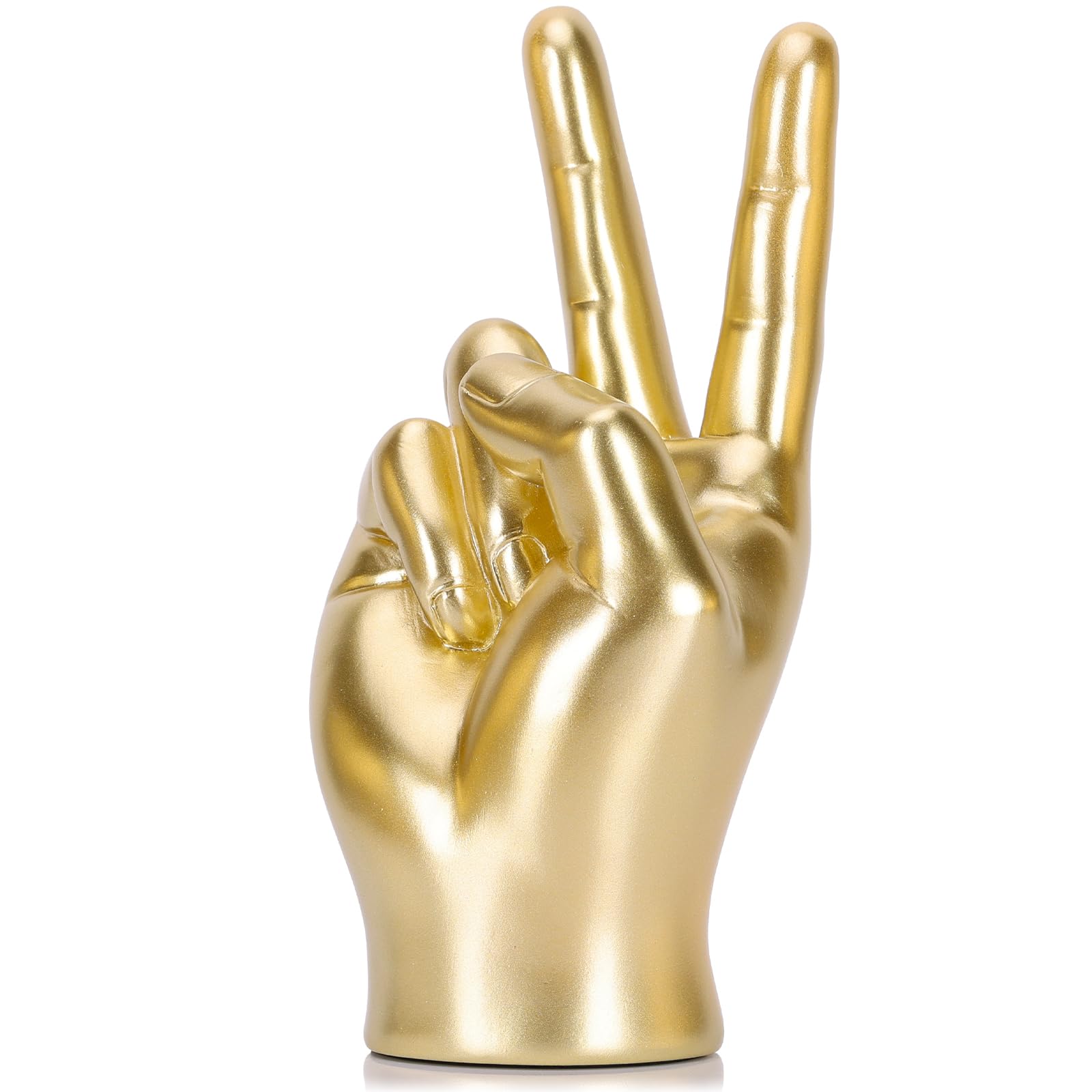 LCCCK Gold Hand Sculpture Peace Sign Decor Cool Gesture Hand Statue for Shelves 