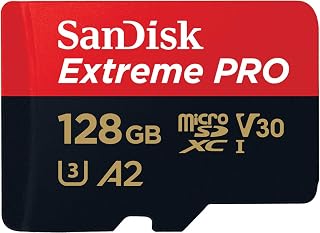 SANDISK Extreme PRO microSD Card + Adapter 128GB, Up to 200MB/s Read Speeds | UHS-I, V30, 4K UHD, U3, C10, A2 App Performance, Ideal for Android Smartphones, Action Cams, Drones, Up to 90MB/s Write Speed