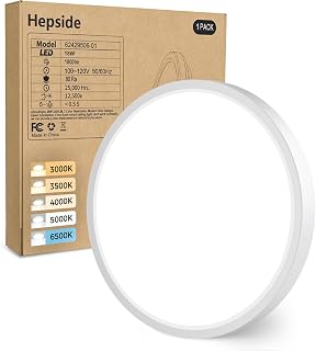 hepside Bathroom Light 22cm, 3000K/3500K/4000K/5000K/6500K 5CCT LED Ceiling Lights,18W, Modern, Waterproof, Flush Ceiling Light for Bathroom, Kitchen, Bedroom, Hallway