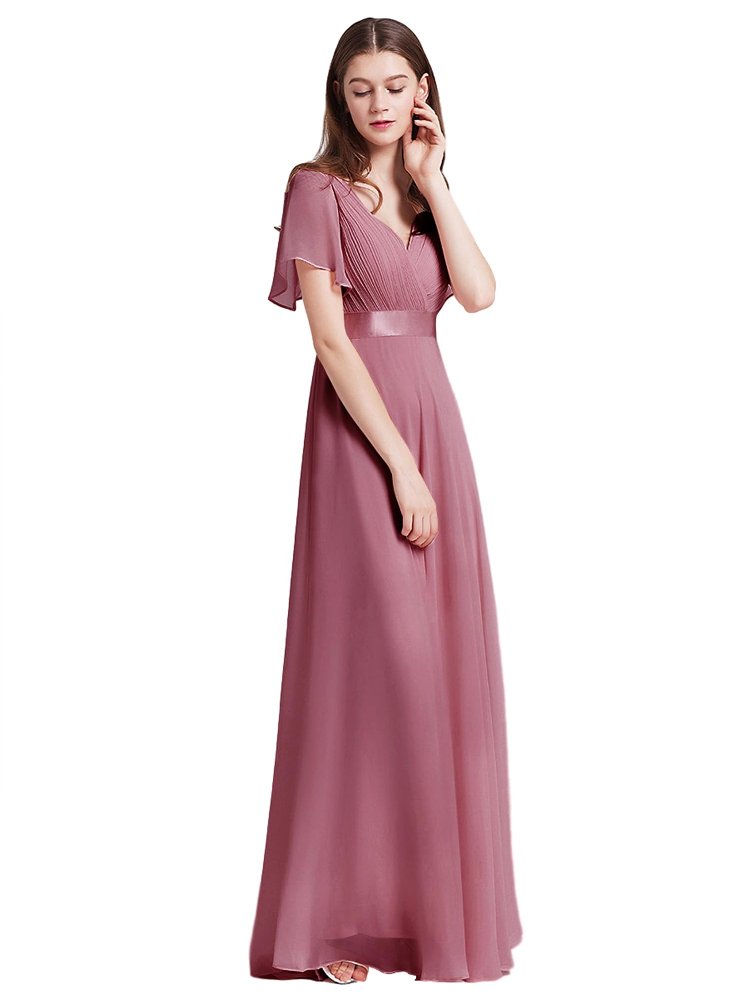 Ever-Pretty A-line V-Neck Short Sleeve Chiffon Empire Cut Women's Party