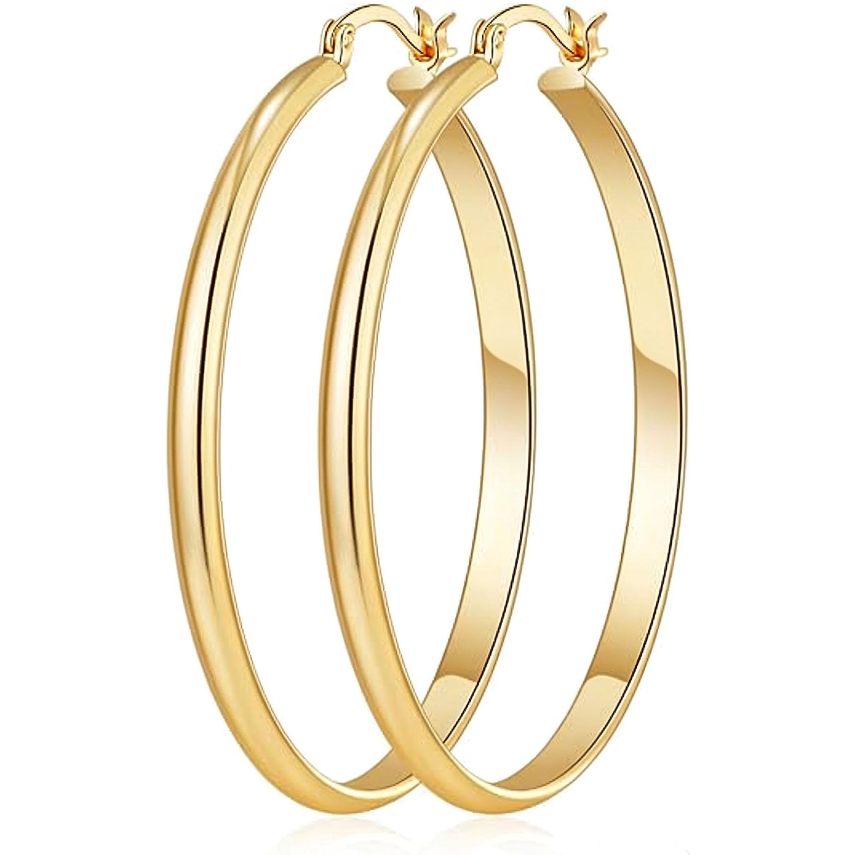 3mm Wide Large 14K Gold/Silver Plated Hoop Earrings Silver Plated Hoop Earrings 