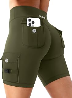 YEOREO CoreFlex Women Workout Cargo Shorts 8"