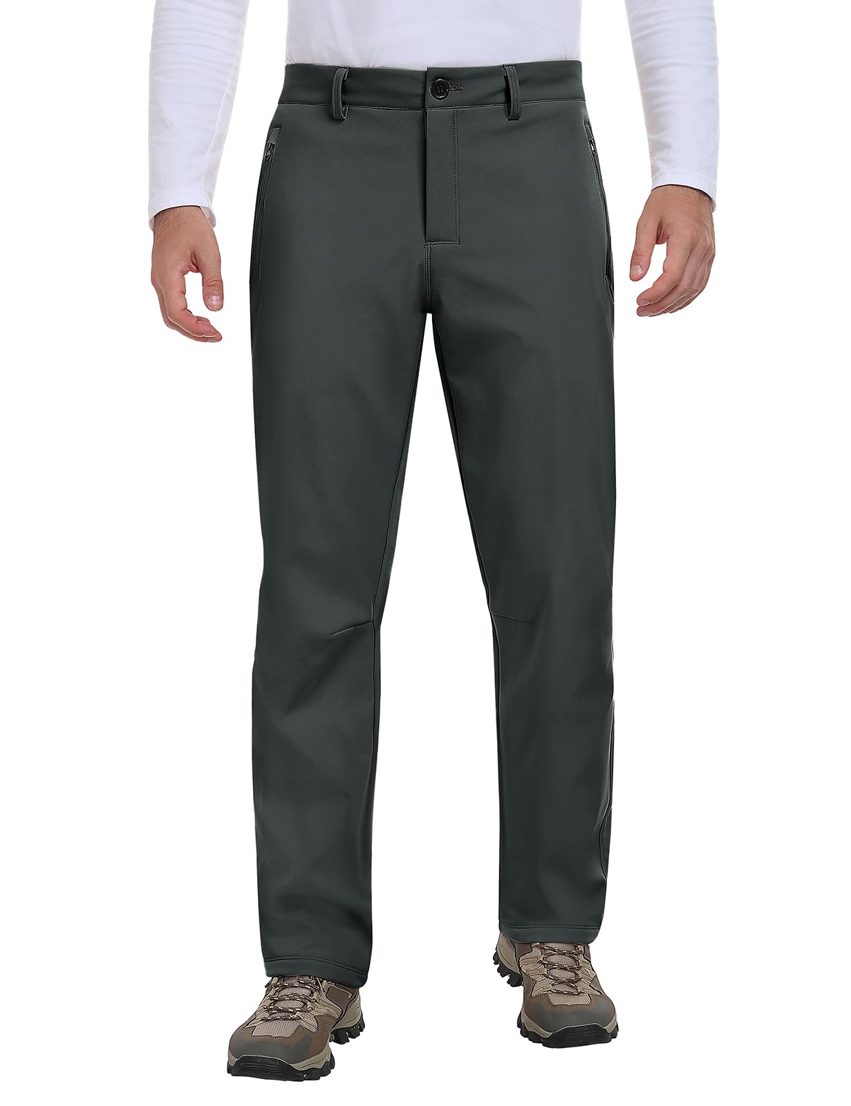 heekpek Men's Winter Waterproof Softshell Trousers Thermal Fleece Ski Trousers H